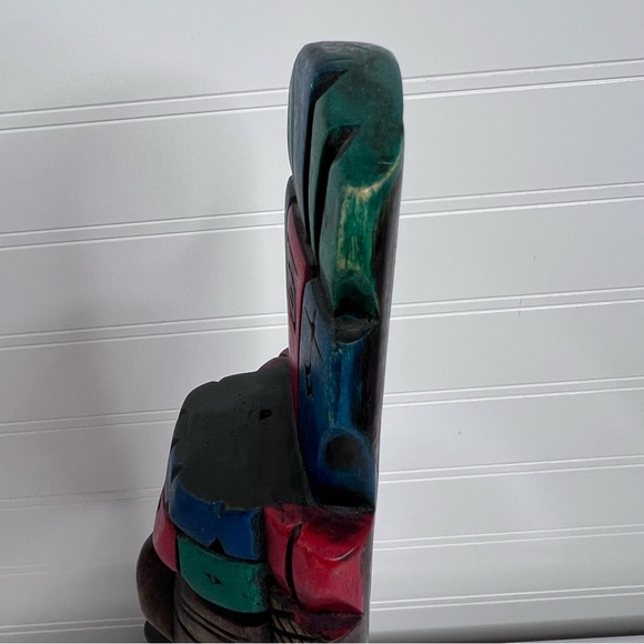 aztec wooden carved wood painted totem - Picture 7 of 13